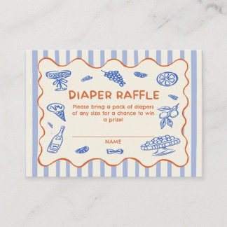 Hand Drawn Italian Baby Shower Diaper Raffle Enclosure Card