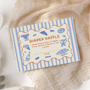 Hand Drawn Italian Baby Shower Diaper Raffle Enclosure Card