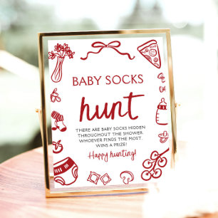 Hand Drawn Italian Baby Socks Hunt Baby Shower Poster