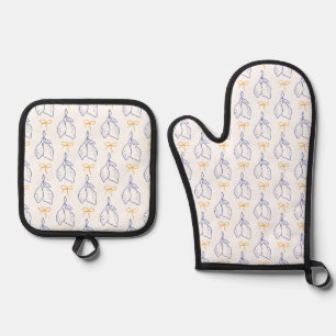 Hand Drawn Italian Blue Lemons Oven Mitt & Pot Holder Set