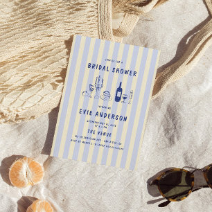Hand Drawn Italian Food Striped Bridal Shower Invitation