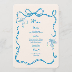 Hand Drawn Italian Lemon Wedding Flat Menu