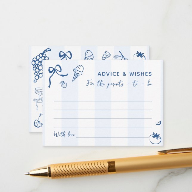 Hand Drawn Italian Parents Advice and Wishes Enclosure Card (Front/Back In Situ)