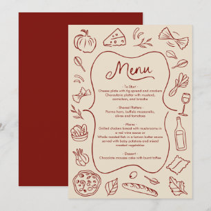 Hand Drawn Italian Style Menu Rustic Red & Cream