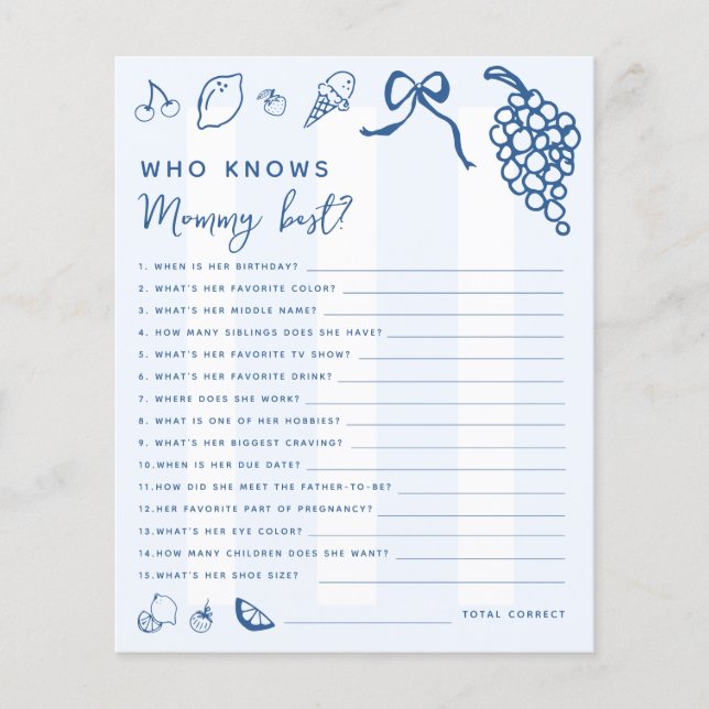 Hand Drawn Italian Who Knows Mummy Best Game (Front)