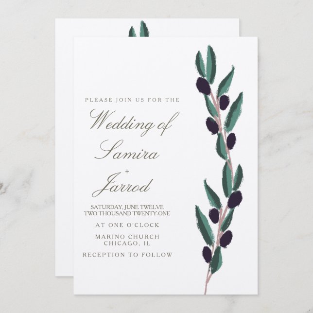 Hand-Drawn Italy Olive Branch Wedding Kraft (Front/Back)