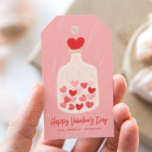 Hand-Drawn Jar of Hearts Valentine's Day Gift Tags