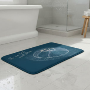 Hand drawn Jellyfish Art Bath Mat