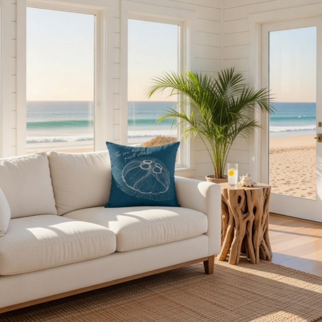 Hand drawn Jellyfish Art Throw Pillow (Creator Uploaded)