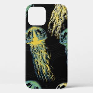 Hand drawn jellyfish texture. Raster hand drawn wa iPhone 12 Case