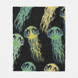Hand drawn jellyfish texture. Raster hand drawn wa Fleece Blanket