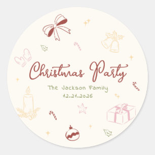 Hand Drawn Jingle And Mingle Christmas Party Classic Round Sticker
