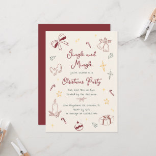 Hand Drawn Jingle And Mingle Christmas Party Invitation