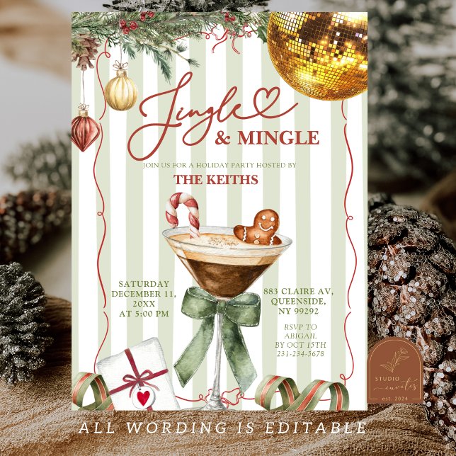 Hand Drawn Jingle and Mingle Christmas Party Invitation (Creator Uploaded)