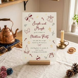Hand Drawn Jingle And Mingle Christmas Party Invitation