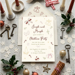 Hand Drawn Jingle And Mingle Christmas Party Invitation