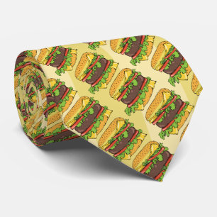 Hand Drawn Juicy Cheeseburgers Burger Pattern Tie