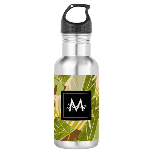 Hand Drawn Jungle Greenery Brown Leaf  710 Ml Water Bottle (Front)