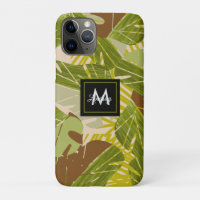 Hand Drawn Jungle Greenery Brown Leaf