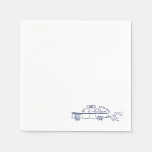Hand Drawn Just married taxi wedding  Napkin
