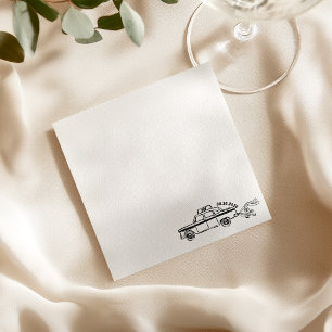 Hand Drawn Just married taxi wedding Napkin