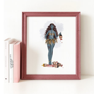 Hand drawn Kali maa, Indian art Poster