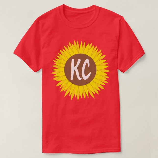Hand Drawn KC Kansas City Sunflower T-Shirt (Design Front)