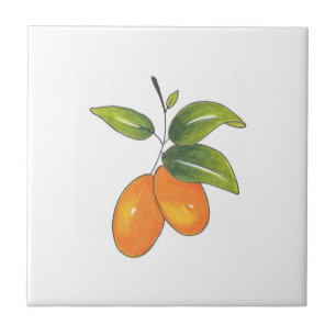Hand Drawn Kumquats Ceramic Tile
