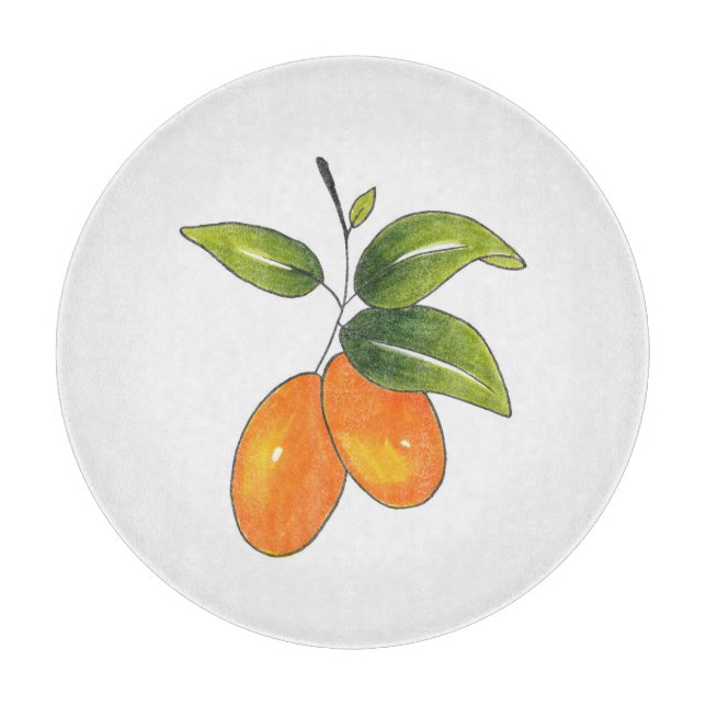 Hand Drawn Kumquats Cutting Board (Front)