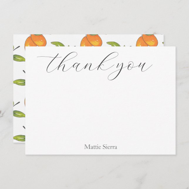 Hand Drawn Kumquats Pattern Thank You Card (Front/Back)