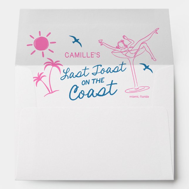 Hand-Drawn Last Toast Bachelorette Bash Invitation Envelope (Back (Bottom))