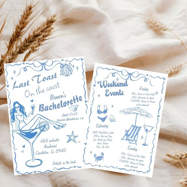 Hand Drawn Last Toast On The Coast Bachelorette  Invitation (Creator Uploaded)