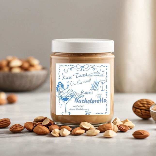 Hand Drawn Last Toast On The Coast Bachelorette  Square Sticker (Creator Uploaded)