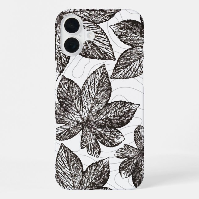 Hand-Drawn Leaf Line Art iPhone Case (Back)