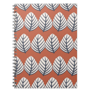 Hand drawn leaf motif seamless pattern notebook
