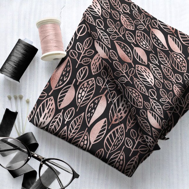 Hand Drawn Leaf Pattern Rose Gold Foil ID495 Fabric (Creator Uploaded)