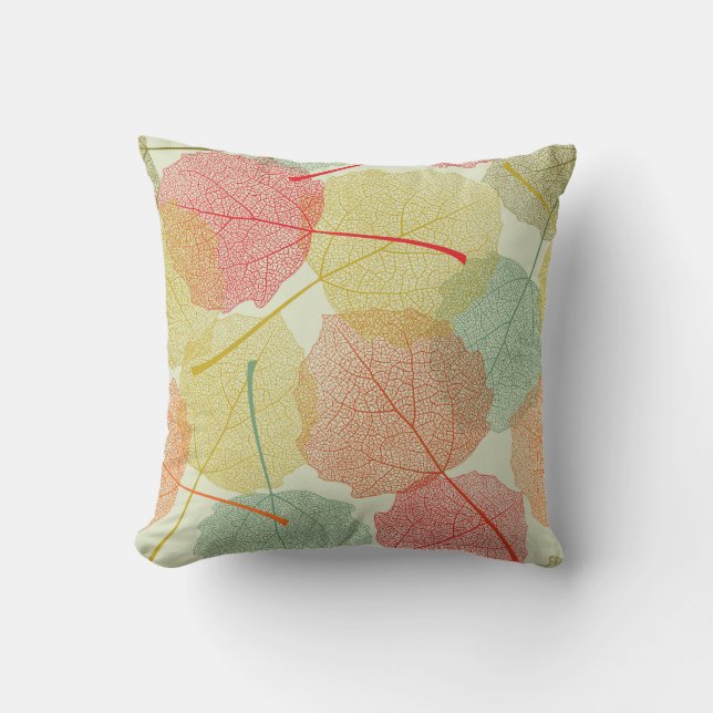Hand Drawn Leaf Sketches of Different Colours Cushion (Front)