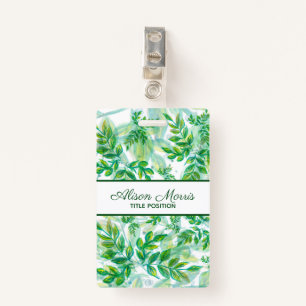 Hand-Drawn Leaves ID Badge