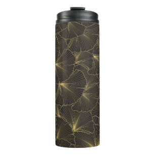 Hand drawn leaves of tropical plants. Vintage trop Thermal Tumbler