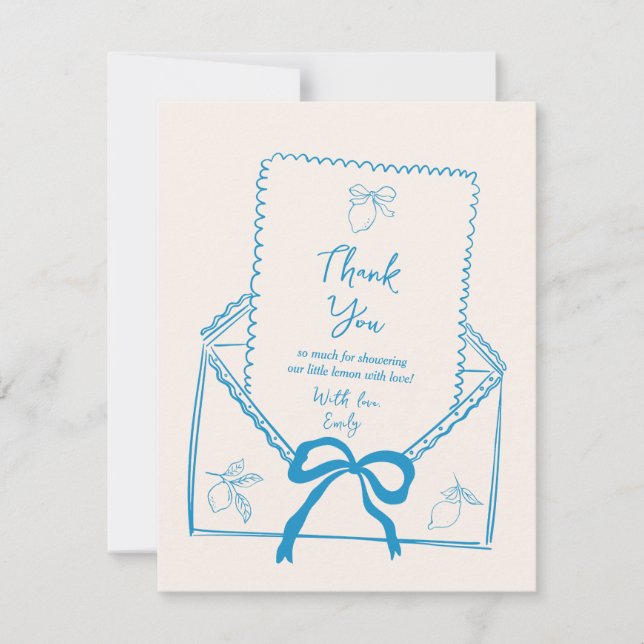Hand Drawn Lemon Baby Shower Thank You Card (Front)