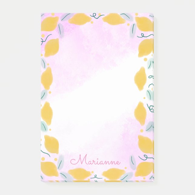 Hand Drawn Lemon Border Post-it Notes (Front)