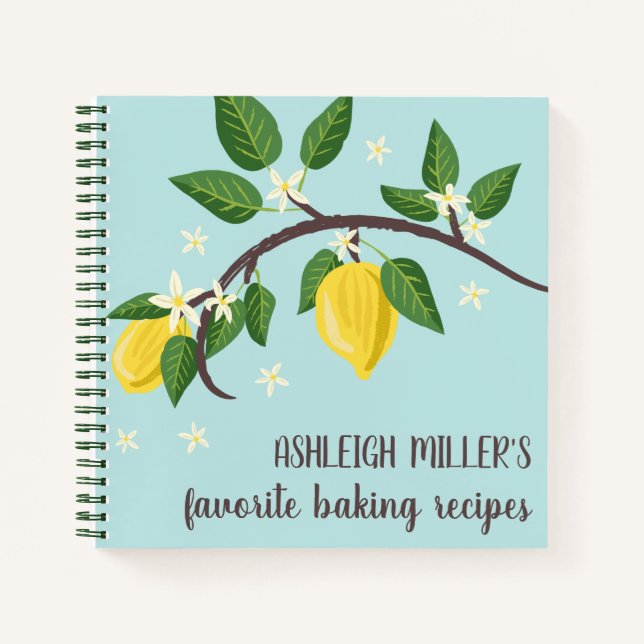Hand Drawn Lemon Branch Recipe Notebook (Front)