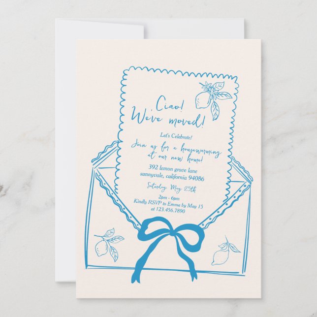 Hand Drawn Lemon Housewarming Party Invitation (Front)