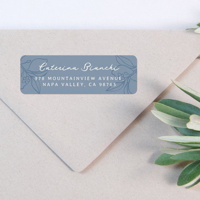 Hand Drawn Lemon Illustration Blue Return Address Label (Return Address Label Mock-up)