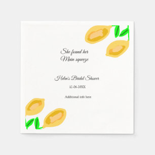 hand drawn lemon leaves add QR bridal shower Napkin