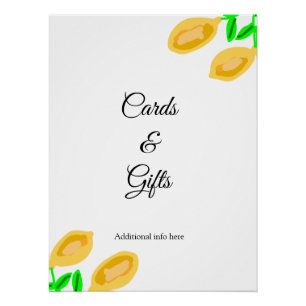 hand drawn lemon leaves cards and gifts poster