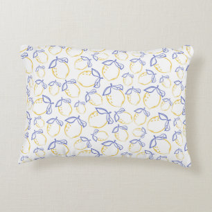 Hand Drawn Lemon Pattern Accent Pillow