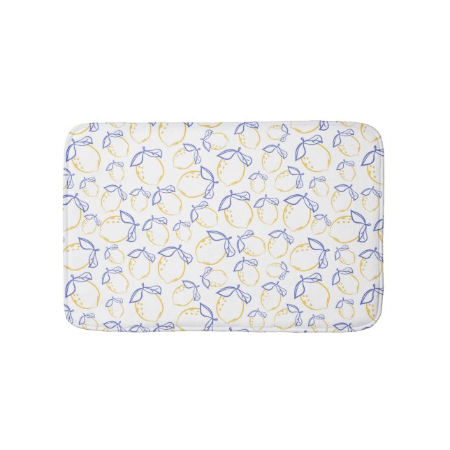 Hand Drawn Lemon Pattern Bath Mat (Front)