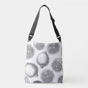 Hand drawn lemon pattern crossbody bag