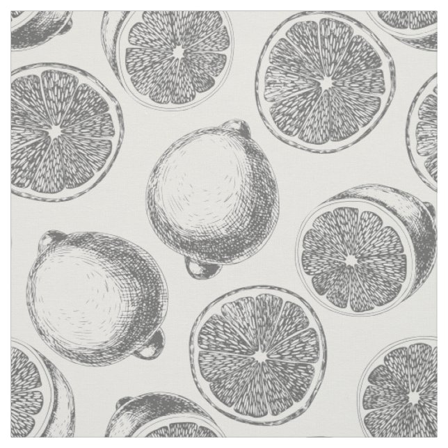 Hand drawn lemon pattern fabric (Swatch)